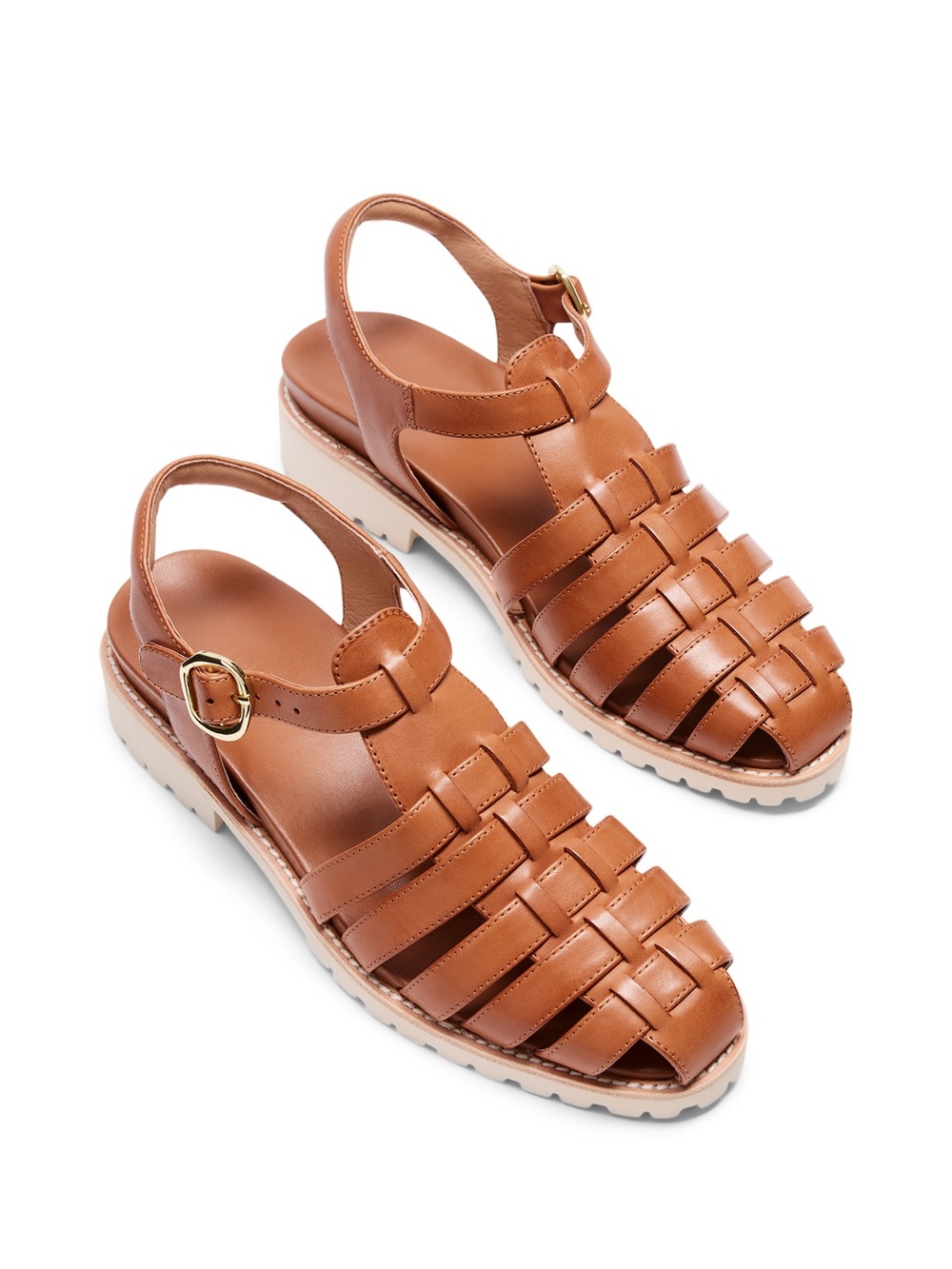 Bared Footwear Tan Leather Bittern Woven Leather Fisherman Sandals Size 10.5/41